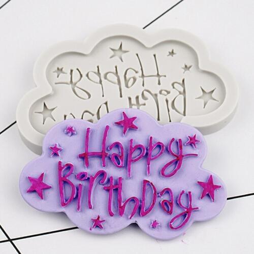 Happy Birthday Silicone Mold Fondant Mould Cake Decorating Tool Chocolate, Gumpaste Mold, Sugarcraft ,Kitchen Gadgets