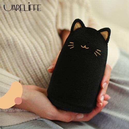 Urallife Cute Cat Hot Water Bag Hand Warmer Bottle Portable Mini Cartoon Cat Cooler Reusable Constant Temperature Winter Gift