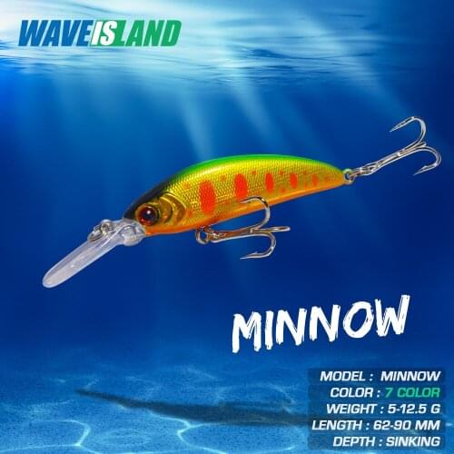 WAVEISLAND Luria Bait Minner 5.7g 7CM Floating Top Water Mino Fishing Saltwater Lure Hard Bionic Artificial Baits Sea Bass Fish