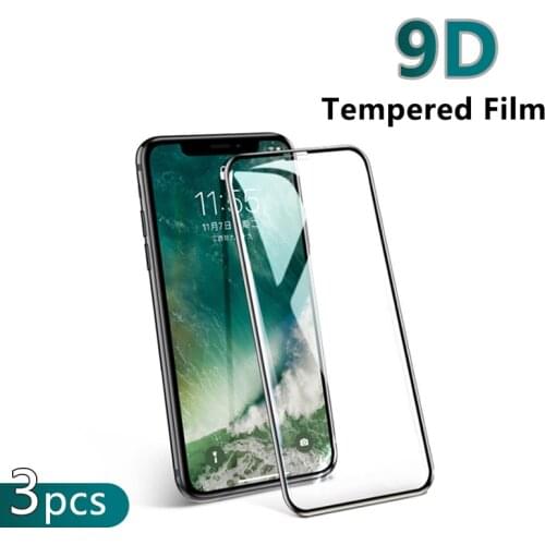 1/3Pcs Full Cover Glass 9D Tempered Film For iPhone 11Pro 12Pro XS Max XR 7 8 6s Plus SE Screen Protector Phone Accessories 2021