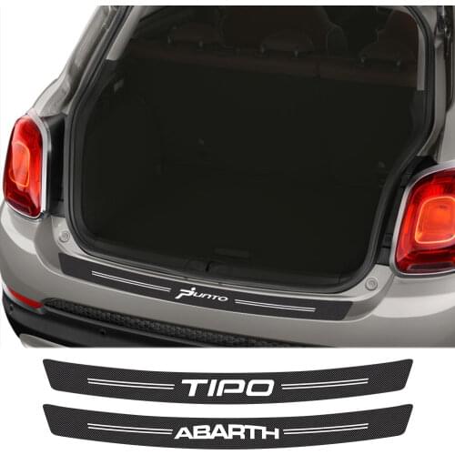 Auto Trunk Guard Plate Stickers For Fiat Punto 500 Panda Abarth Tipo Carbon Fiber Protector Car Rear Bumper Decals Accessories