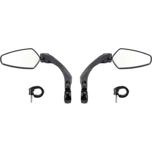 2pcs Bike Rearview Mirror Cycling Road Mountain Bike Handlebar Wide Angle Rear Rotate View Mirrors Adjustable Clear Glass Mirror