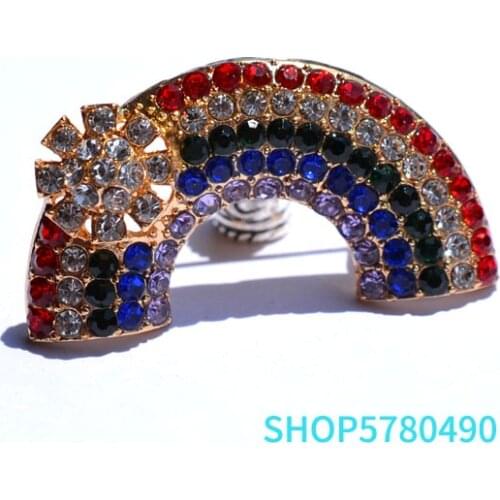Elegant Brooches for Women Rhinestone Rainbow Pin Multi Color Ladies Bridal Decoration Dress Accessories Fashion Jewelry Luxury