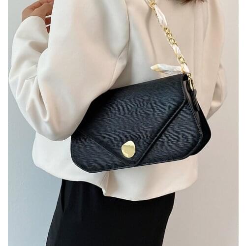 Women Simple Square Designer Crossbody Bags Silk Ribbon Shoulder Bags Luxury Pu Leather Female Underarm Bag Small Chain Handbags