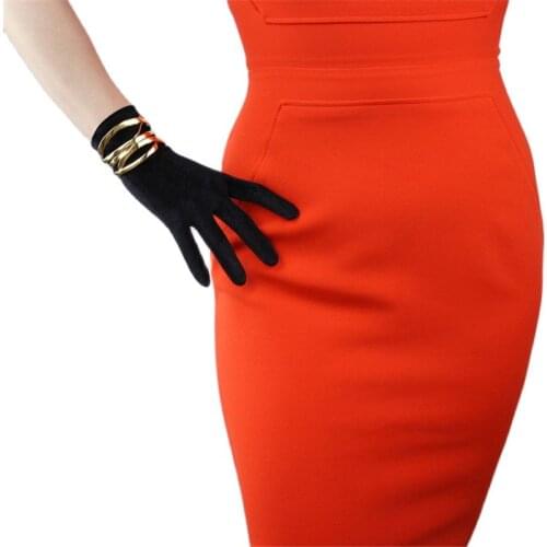 Female Velvet Gloves 22cm Short Green Velvet Green Models High Elastic Velvet Gold Velvet Touch Gloves RLS022