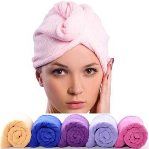 1PC 59*26cm Quick Dry Microfiber Hair Towels Shower Hair Drying Turban Wrap Hat Bathroom Women Spa Bathing Cap Random Color