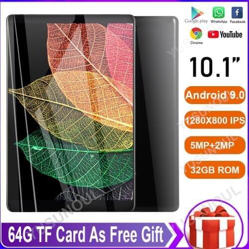 2020 New Google Market 10 inch tablet Quad Core 2GB RAM 32GB ROM Android 9 OS 1280x800 HD IPS 5.0MP 3G Phone Call GPS Media Pad