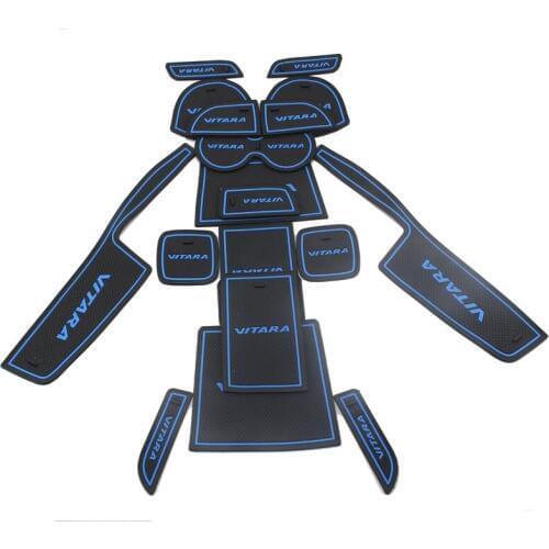 18pcs Car-Styling Latex Car-Covers Non-Slip Sticker Interior Door Pad Cup Cover Gate Slot Mat Decoration For Suzuki VITARA 2016