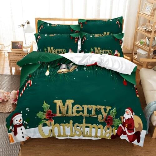 3D Printed Bedding Set Christmas Bedclothes Queen King Bedding Set With Pillowcase Bed Quilt Cover Santa Pillow Covers Beds Sets
