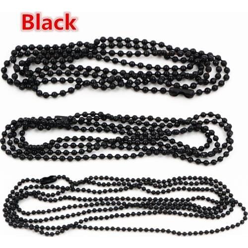 5pcs/lot 3 Size 1.5mm and 2.0mm and 2.4mm Black Plated Ball Beads Chain Necklace Bead Connector 65cm(25.5 inch)
