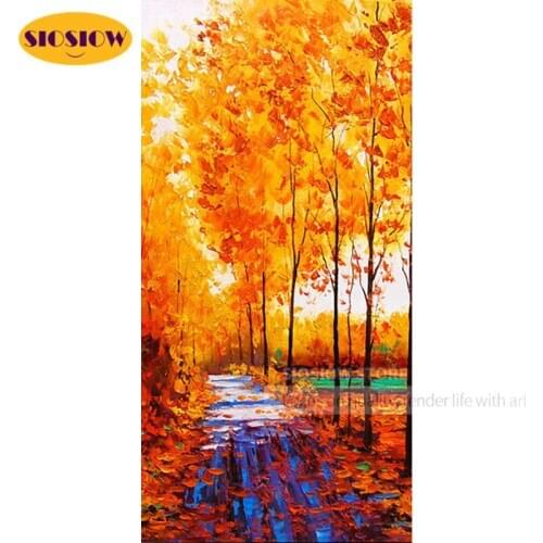 5d Diamond Painting Forest In Autumn Scenery Full Round Diamond Embroidery Tree Picture Of Rhinestones Mosaic Crystal Home Decor
