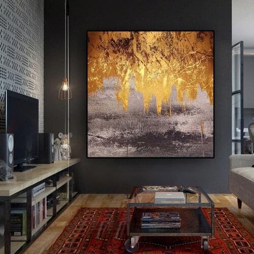 Abstract Black Yellow Oil Painting on Canvas Posters and Prints Wall Art Pictures for living Room Scandinavian Home Decor Nordic