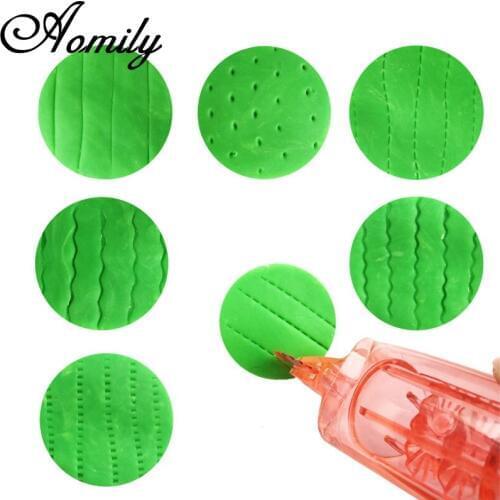 Aomily 7pcs/Set Rolling Pins Fondant Ribbon Cutter Embosser Set Impression Rolling Pin Pastry Roller Embossing Baking Cake Tool