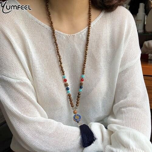Yumfeel Brand New Geometry Nepal Vintage Necklace Women Long Bead Antique Gold&Silver Color Pendants & Necklace Jewelry