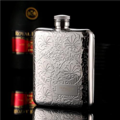 Outdoor portable portable flagon 304 stainless steel hip flask With funnel 6 oz small square metal bottle wine flagon BJJ340