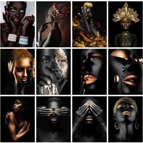 HUACAN 5d Diamond Painting New Arrivals Woman Diamond Art Mosaic Black Portrait Embroidery Handmade Gift