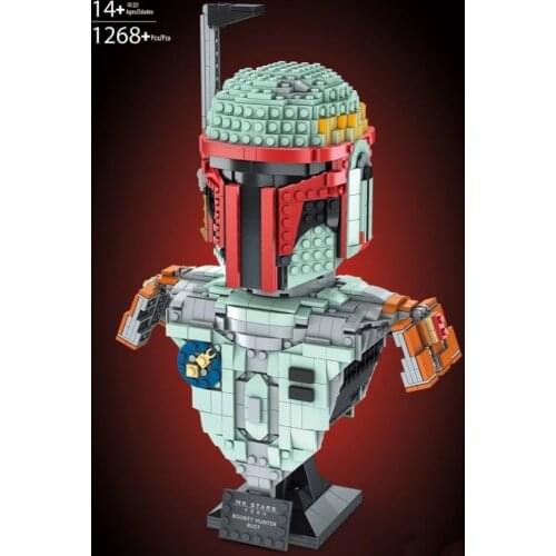 Star Movie Building Blocks Bounty Hunter Helmet Bust Bricks Toy DIY Parts MOC Space Series Childrens Helmet 75277
