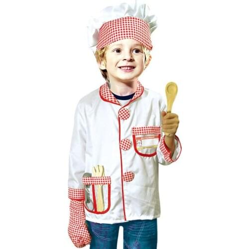 Boy Chef Uniform Costume with Hat Halloween Party Chef Uniform Chef Carnival Costume Childrens Professional Role Playing