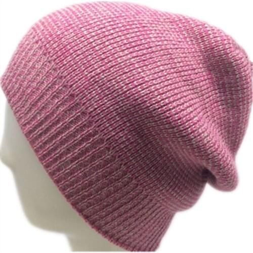 Cartoon Plush Cotton wool knitting cute Solid color red pink Gray color Winter Warm hat Lady Soft Double-sided Wear Cap Beanies