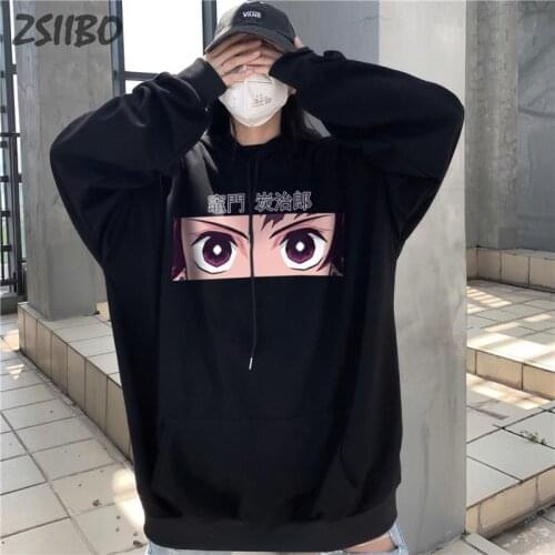 Anime Clothers Demon Slayer Pullovers Mens Hoodies Female Unisex Kimetsu No Yaiba Print Hoody Harajuku Sweartshirt Tops Casual