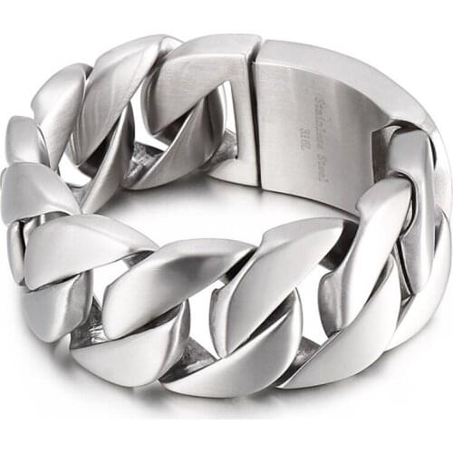 Mens 32mm Thick Stainless Steel Large Bracelet Punk Gothic Chain Cuban Chain, 9.5 Inches (approximately 24.1 Cm)