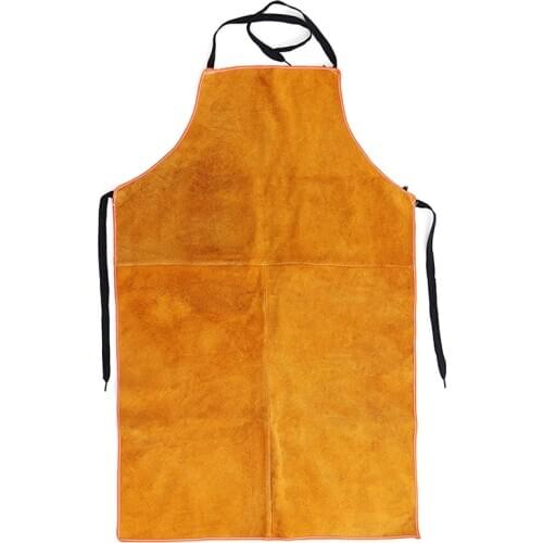 Full Cowhide Leather Electric Welding Apron Bib Blacksmith Apron Yellow Electric Welding Safety Clothing