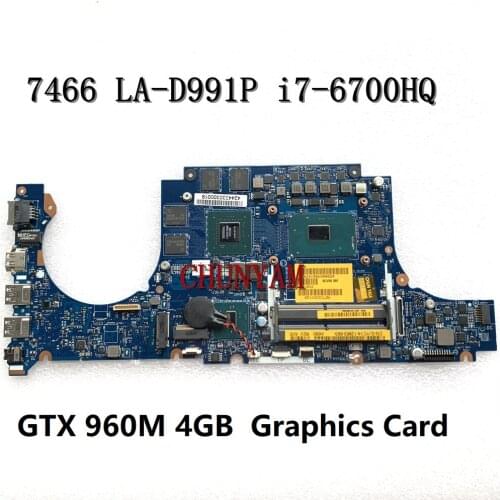 NEW LA-D991P i7-6700HQ FOR Dell Inspiron 14 7466 15 7566 Laptop Notebook Motherboard CN-0JYC14 JYC14 Mainboard 100% Tested