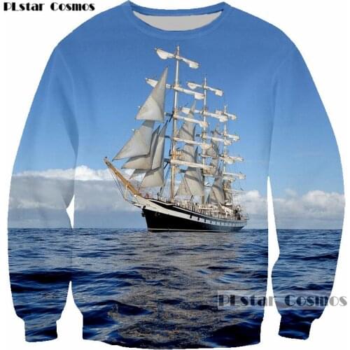 PLstar Cosmos 2019 New Fashion Sweatshirt sailboat on the Sea 3D Print Sweatshirt Unisex Women/Men casual Jumper Pullovers