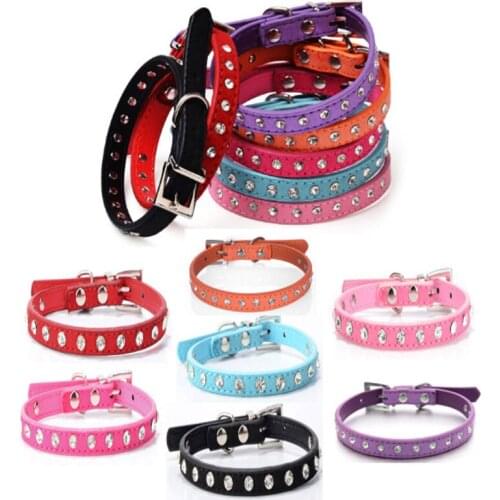 Puppy Dog Collar Crystal Hot Bling Rhinestone Pu Leather Puppy Cat Collars Necklace Neck Strap Personality Pet Products Collar