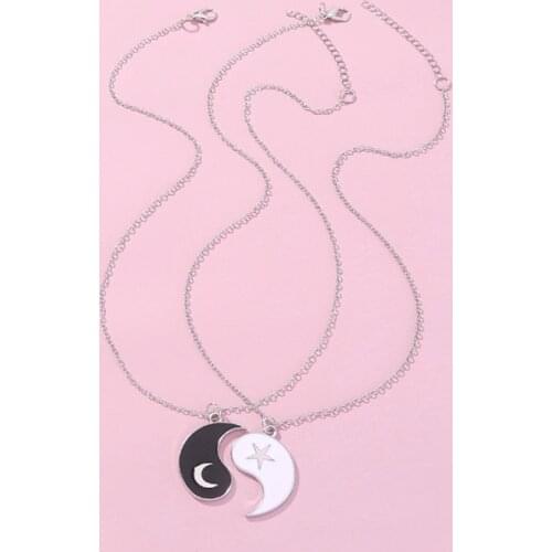 Couples Necklaces Best Friends Chain Necklace Pendant Valentines Day Gossip Tai Chi Yin Yang Necklaces for Men Women Jewelry