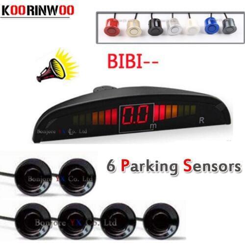 Koorinwoo Parktronic Car parking Sensor 6 Front and back Buzzer Alert Radars Monitor LCD Automobiles Parking System For Safe
