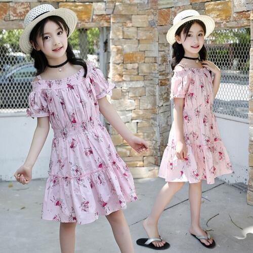 2019 Dress for The Big Girl Strap Dress Floral Summer Party Dress Big Child Clothes