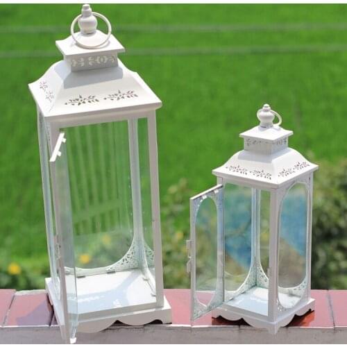 Retro Iron Wind Lamp Candlestick Lantern Candle Holders Wedding Centerpieces Courtyard Bougeoir Candles Home Decoration