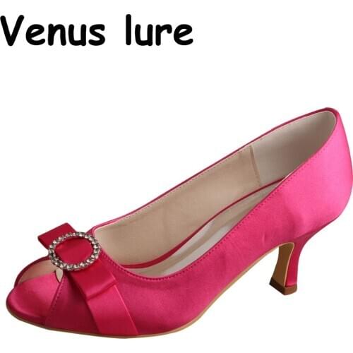 Rose Pink Wedding Shoes for bridesmaid 6.5cm Heels Open Toe