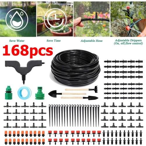 50ft 168pcs Automatic Watering Timer Irrigation System Greenhouse Plant Kit for Garden Flower Plants Bonsai Intelligent Care