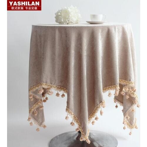 Light golden European upscale hotel garden coffee table dining table Bubu arts roundtable meeting tablecloths square tablecloths