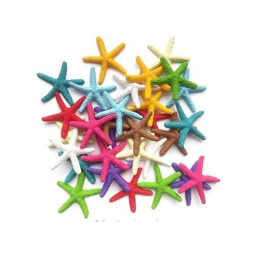 30 Pieces Starfish Decor, Colorful Resin Pencil Finger Starfish Decorative & Dried Starfish Ornaments for Wedding Party Christma
