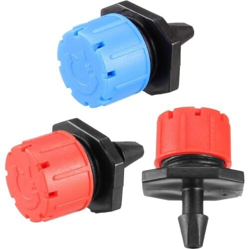 Uxcell Uxcell 25 Pcs Adjustable Irrigation Sprinklers, Micro Emitter Dripper Watering System On 1/4" Barb, Red/Blue