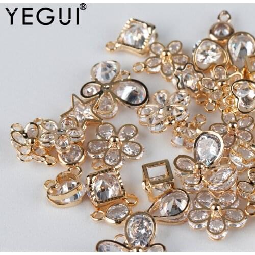 YEGUI M946,jewelry accessories,18k gold plated,zircon,copper metal,hand made,charms,diy earrings,jewelry making,20pcs/lot