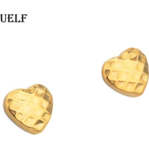 Uelf Female Heart Stud Earring Solid Stainless Steel Earrings For Women Gift jewelry Pendientes Mujer