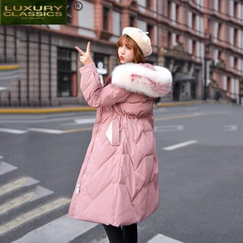 Winter Women Down Coats Jackets Warm Duck Down Parkas with Large Fur Hooded Women Clothing 2021 Long Coat Doudoune Femme
