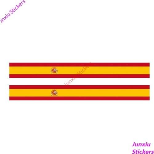 2X Personality Car Sticker Stripe Spain Flag Mirror Reflective Waterproof Cover Scratches Vinyl Decal Car Accessories PVC16x2cm
