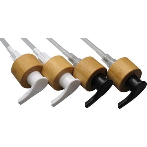 24/410 bamboo white/black press pump head cap lid for cosmetic liquid/lotion/shampoo/body wash/emulsion/essence bottle