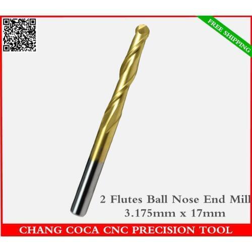 3.175mm*17mm,Freeshipping CNC solid carbide End Mill,tungsten woodworking 2 Flutes ball nose router bit,Relief Milling Cutter