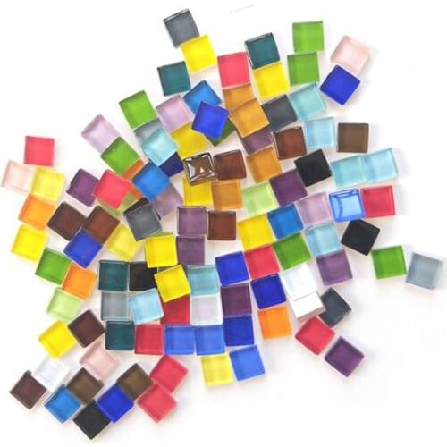 50 Pieces 10*10*4mm Colored crystal glass Square Puzzle Game Pieces For Children Creative hand DTY Board games
