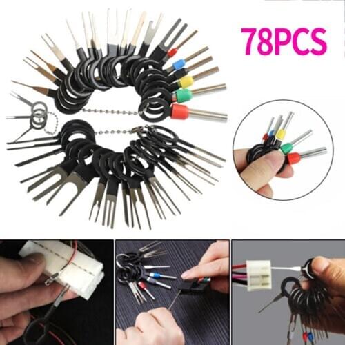 78PCS Wire Terminal Removal Tool Car Electrical Wiring Crimp Connector Pin Kit Connector Extractor Kit Accessories Tool