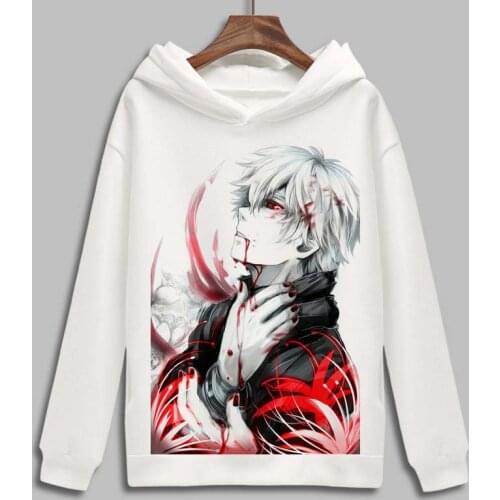 Tokyo Ghoul Cosplay Hoodie Ken Kaneki Cartoon Print Fleece Sweatshirt Hoodies Pullover Harajuku Top Clothes Costume Hoody