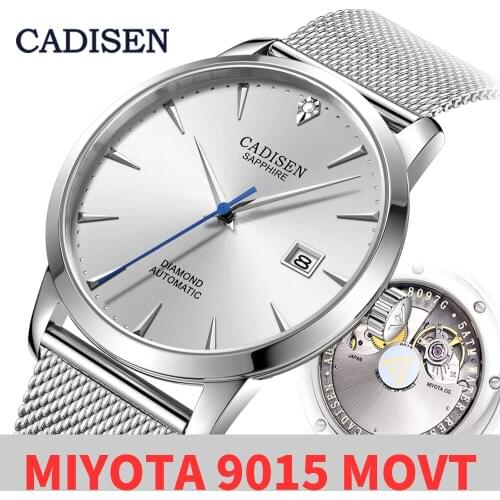 CADISEN Brand Automatic Mechanical Men Watch Business Casual Waterproof MIYOTA 9015 Male Sapphire Wrist Watch Relogio Masculino