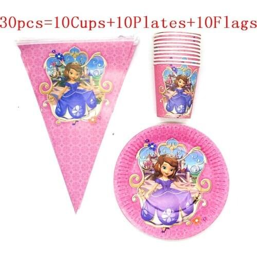Disney Sofia the First Birthday party favors paper Plate Cup for Kids Sofia Banner baby shower Party supplies wedding Decoration