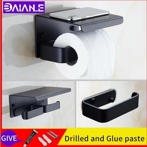 Toilet paper holder creative bathroom paper towel storage rack holder paper roll holder wall mounted screw free installatio